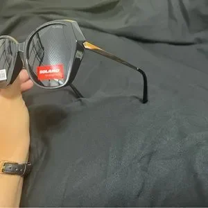 New Polarize Sunglasses for women! Brand: SOLANO Solana Rectangle Black Polarized Sunglasses main image 2